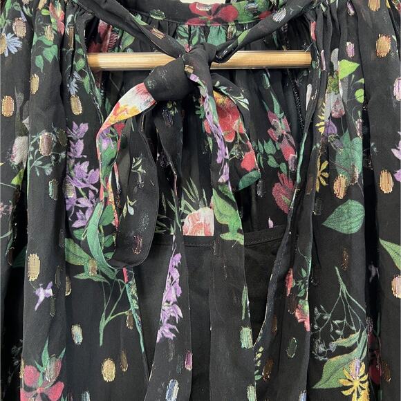 Amur Yael A line Dress In Black Floating Floral Size 2 - Picture 10 of 16